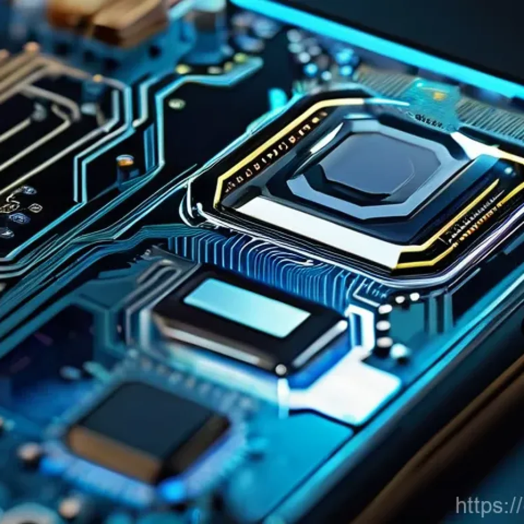 디지털 회로 설계 - **Prompt:** A close-up, highly detailed shot of a futuristic, transparent smartphone's interior, rev...