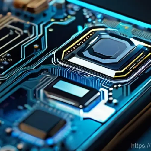 Home 21 디지털 회로 설계 - **Prompt:** A close-up, highly detailed shot of a futuristic, transparent smartphone's interior, rev...