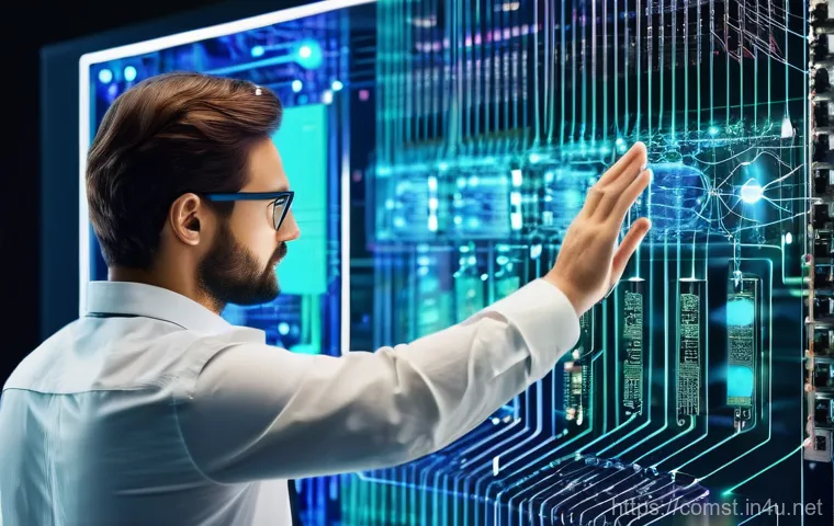 디지털 회로 설계 - **Prompt:** A scene within a highly automated, clean room factory floor. Several intelligent industr...