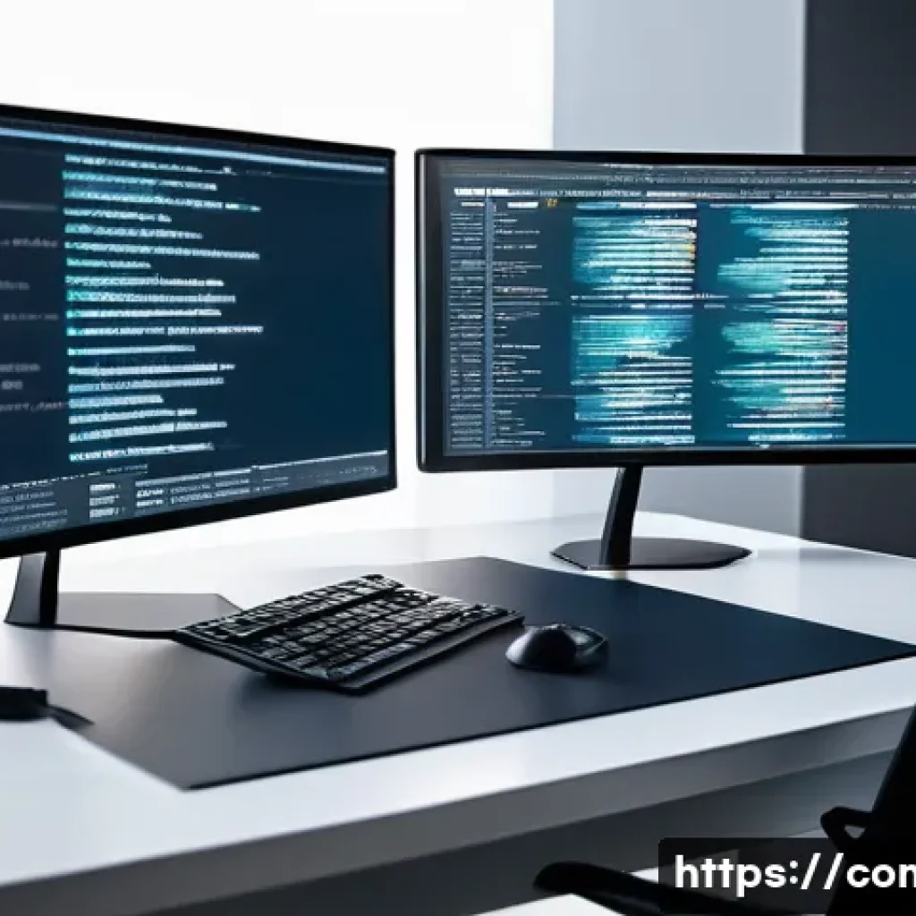 텍스트 분석 및 시각화 - **A modern professional's desk at dusk.** On the desk, a person in their late 20s to early 30s, dres...